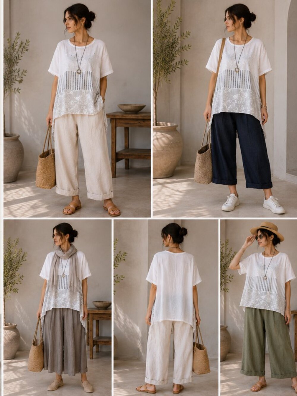 KAKTUS Made in Italy Linen Blend Oversized Tunic Top Relaxed size S Fit S-L